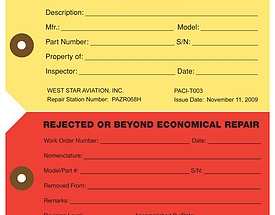 FAA Inspection Tags - West Star