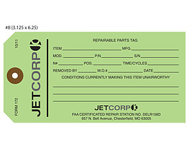 Jetcorp Repairable Parts Tag