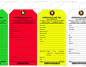 Custom FAA Aircraft Part Inspection Tags