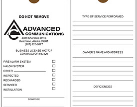 Advanced Communications – Fire Alarm Inspection Tag