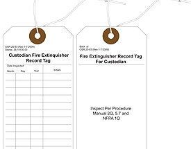 Custodian Fire Extinguisher Record Tag