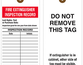 Fire Extinguisher Inspection Record Tag