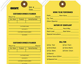 Oxarc Air Gas Cylinder Tag