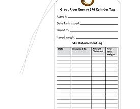 Great River Energy Gas Cylinder Tag