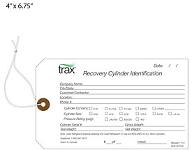 Trax Gas Cylinder Identification Tag