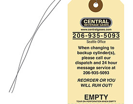 Central Beverage Empty Full Gas Cylinder Tag