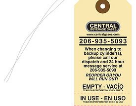 Central Beverage Gas Cylinder Spanish Tag