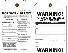 Custom Printed Hang Tag - Hot Work Permit