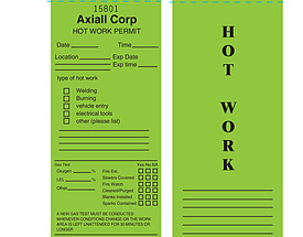 Axiall Corp Hot Work Permit Tag