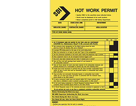 SDI Hot Work Permit Tag