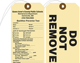 Queen Anne's Backflow Prevention Tag