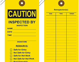 Caution Hot Work & Inspection Tag