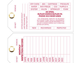 AK Steel Inspection Record Tag