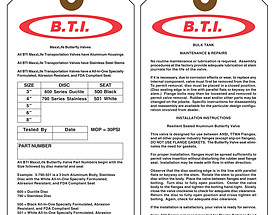 BTI Bulk Tank Instructions Tag