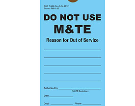 M & TE Out of Service Tag