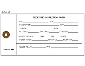 Receiving Inspection Form Tag