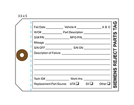 Siemens Reject Parts Tag