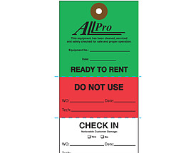 All Pro Ready To Rent Tag