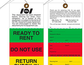 VSL Ready To Rent Tag