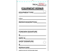 Custom Equipment Repair Tag