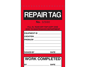 Custom Repair Tag With Perforation