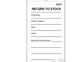 3 Part Carbonless Return To Stock Tag