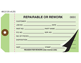 Repairable or Rework 2 Part Carbon Horizontal Tag