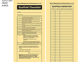 Power Maintenance & Constructors Scaffold Inspection Tag
