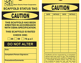 Basin Electric Scaffold Inspection Tag