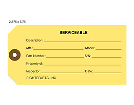 Yellow Serviceable Tag - Fighterjets Inc.