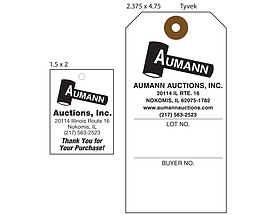 Custom Printed Auction Tags from St. Louis Tag