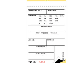 Custom Inventory Hang Tag with Perforation, Sequential Numbering & Carbon Copy