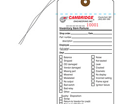 Custom Printed Inventory Tags from St. Louis Tag