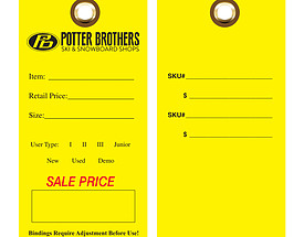 Custom Boutique Hang Tag - Potter Brothers Ski & Snowboard Shops