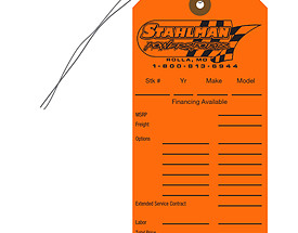 Custom Sale Hang Tag - Stahlman Motorsports