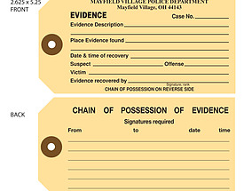 Custom Printed Evidence Tags from St. Louis Tag