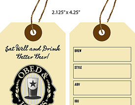 Custom Printed Growler Hang Tag - Obed & Isaac's Microbrewery Eatery