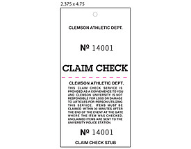 Guest Hang Tag - Clemson Claim Check