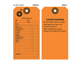 Fluorescent Orange Hazard Warning Tag with Two Clipped Corners & a Fiber Patch