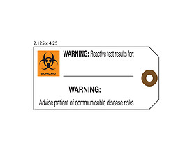 Biohazard Advise & Warning Hang Tag with Two Clipped Corners & a Fiber Patch