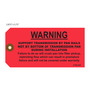 Fluorescent Red Transmission Warning Tag with Two Clipped Corners & a Reinforced Eyelet