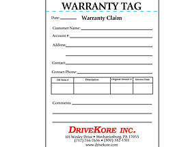 Rectangle Warranty Claim Hang Tag with Perforation