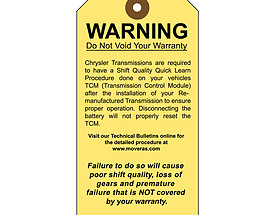 Yellow Warning Warranty Hang Tag with Clipped Corners