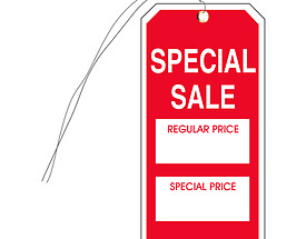 Red Special Sale Vinyl Hang Tag with Clipped Corners