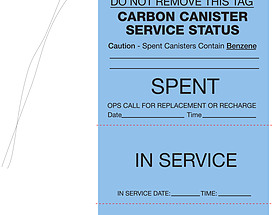 Blue Vinyl Service Status Hang Tag with Clipped Corners