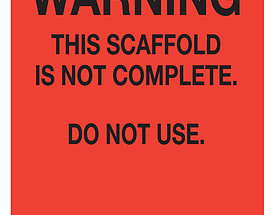 Red Vinyl Scaffold Warning Hang Tag with Clipped Corners