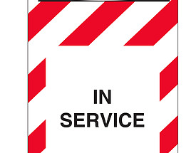 Red & White Striped Danger In Service Vinyl Hang Tag