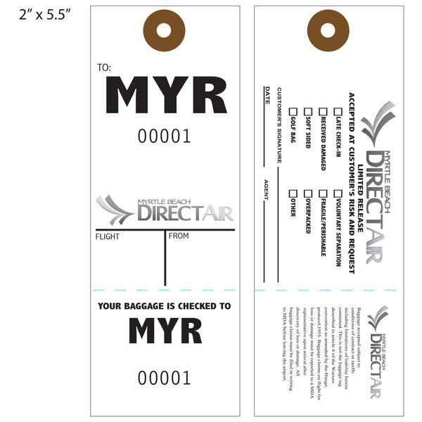 Custom Printed Airline Hang Tags St Louis Tag