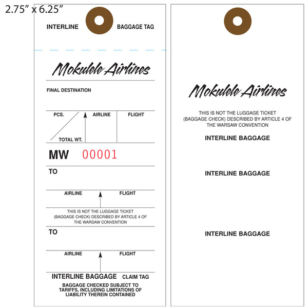 Custom Printed Airline Hang Tags St. Louis Tag