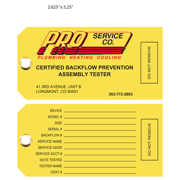 Custom Backflow Inspection Tags St Louis Tag